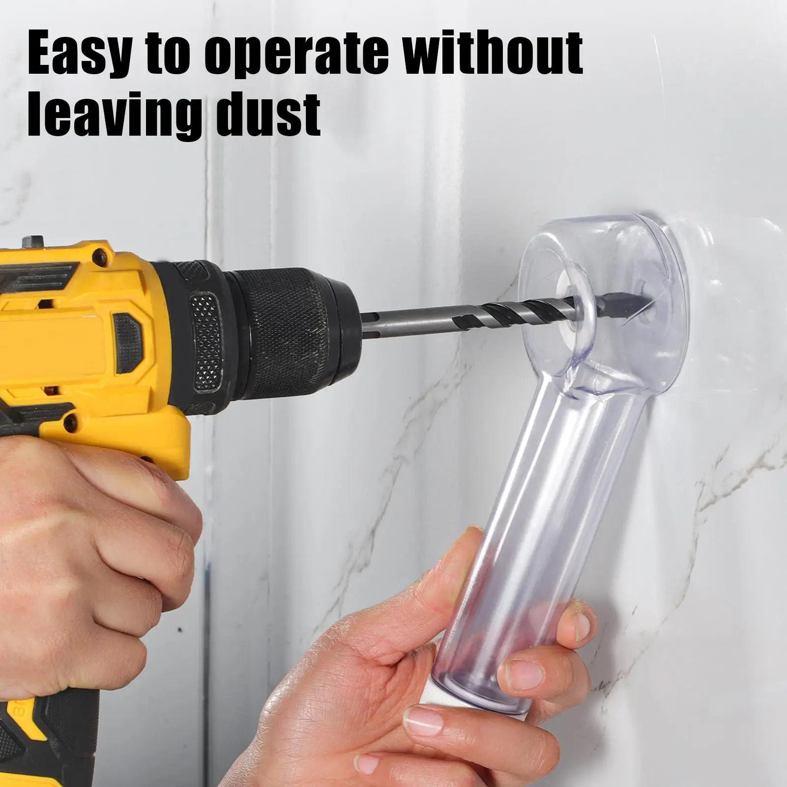Universal Drill Dust Collector Attachment, Transparent Dust Cup for Woodworking Drywall Drilling, Fits Most Power Drills