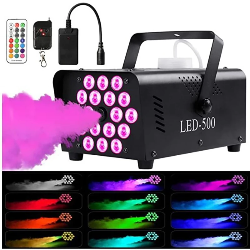 18 LED التحكم اللاسلكي آلة رش 500 واط DJ حفلة المرحلة تأثير آلة دخان منخفضة لعيد الميلاد حفلة عيد الهالوين #1