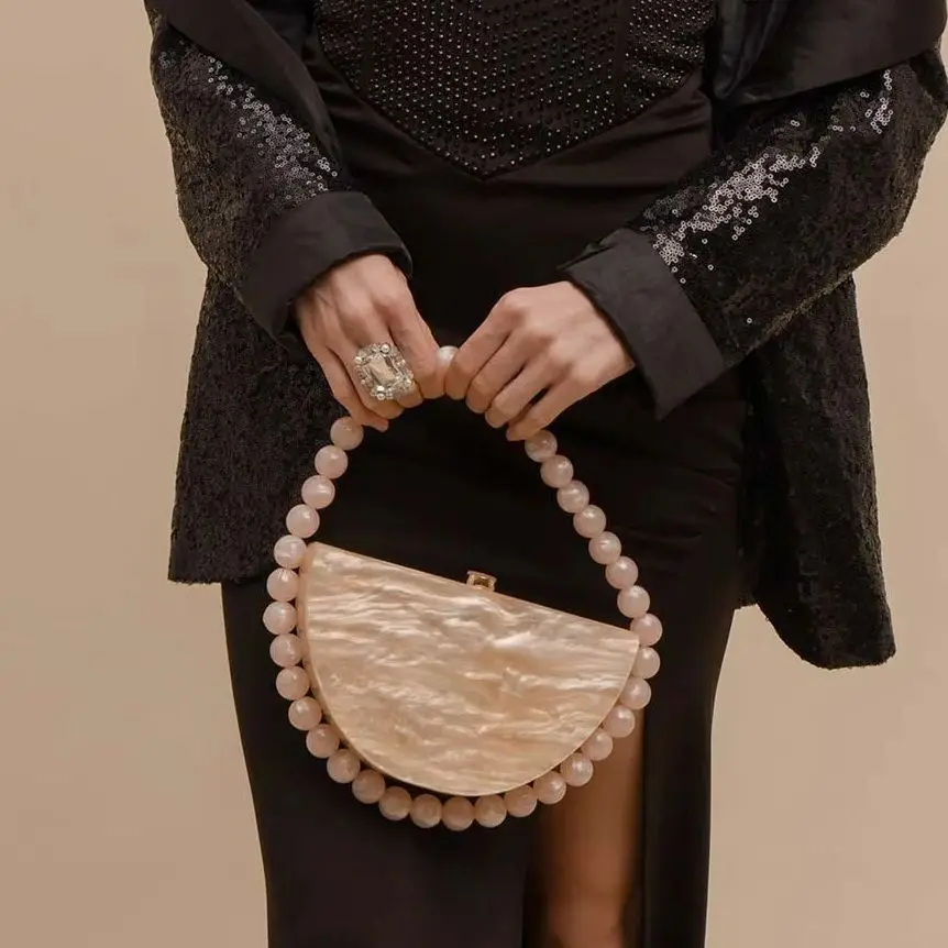 New Ladies Acrylic Beaded Cloud Adhesive Clutch Bag Shiny Beads Handbag Evening Crossbody Bag Glowing Beads Women's Purse