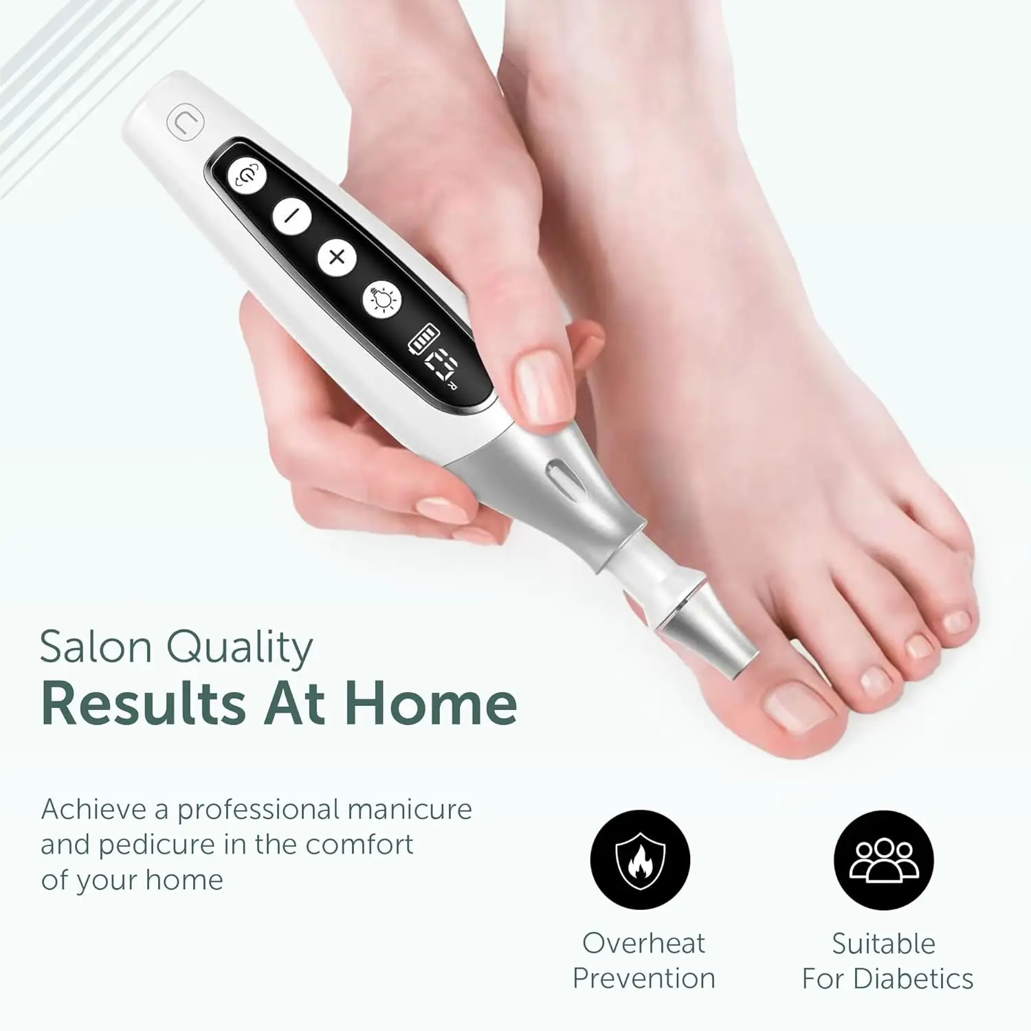 コードレス電動ネイルファイルドリルセット、厚い爪や甘皮用の10段階速度調整マニキュアペディキュアキット