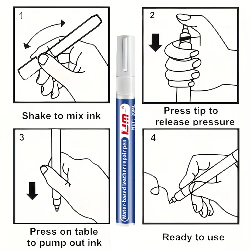 KJM White Shoe Repair Pen Scratch And Scuff Remover for Leather Sneakers Water-Based Quick Dry Firm Coloring Easy Operation image 6