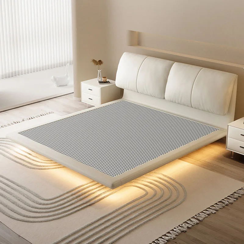 

Modern Floating Massage Bed Design Space Saving Bedroom Frame Double Luxury Simple Bed Sleeping Platform Cama Salon Furniture