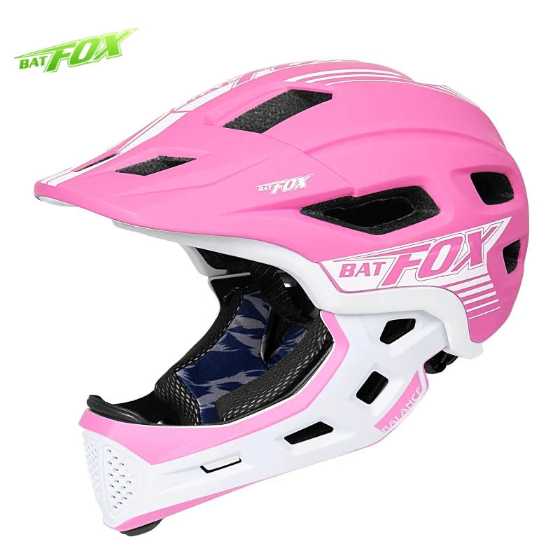 BATFOX children full face bike cycling helmet pink Detachable full face bicycle helmet outdoor sport kids downhill helmets