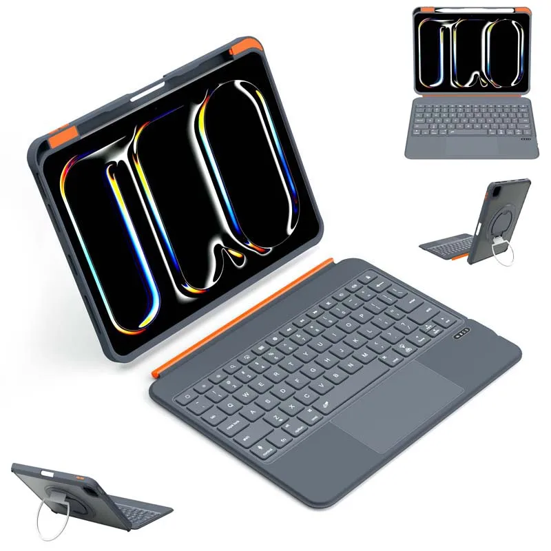 

Для iPad Air 11 2025 M3 с Bluetooth-клавиатурой, вращающаяся на 360 градусов ручка, RGB-подсветка, складная подставка, крышка слота для ручки