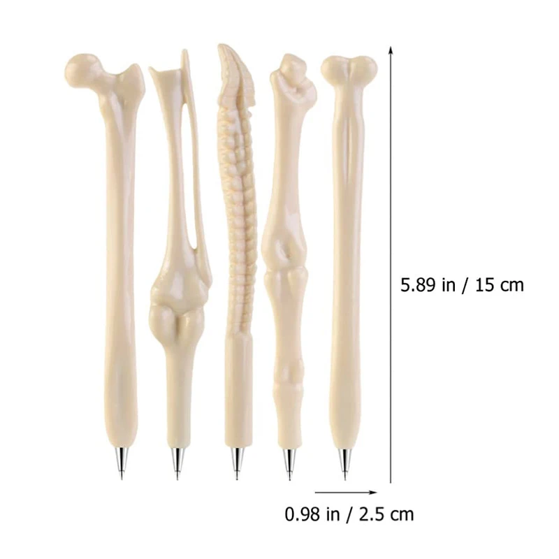 Canetas esferográficas de forma óssea, Escrita lisa canetas esferográficas, Artigos de papelaria para estudantes, Presente, 50Pcs