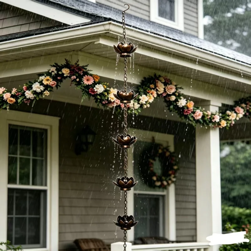 Rain Chain Adapter Adjustable Length Metal Easy To Install Rain Chain System Stylish Decorative Rain Chain For Gutters