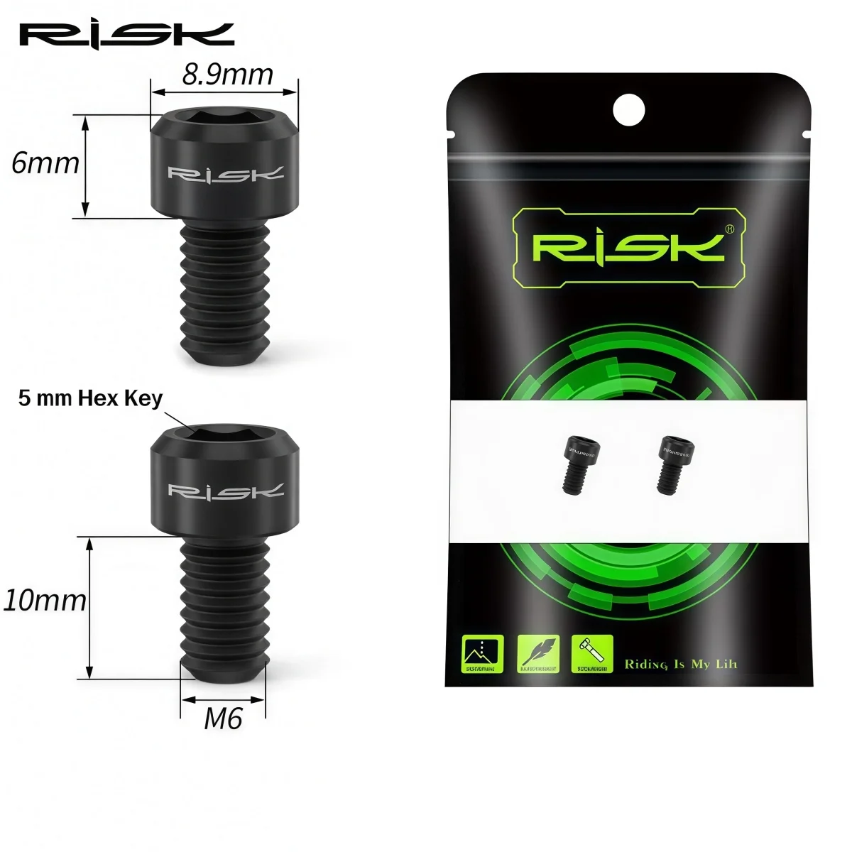 RISK RT031 Titanium M6 x 10mm Bicycle Brake Cable Pinch Bolts – MTB V-Brake & Road Bike C-Clamp Brake (Gold Black Iridescent) - view 5