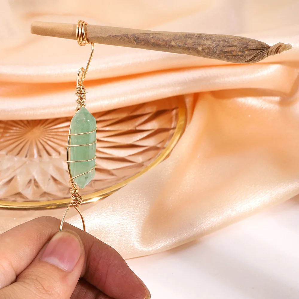 1PC, Handmade Natural Crystal Cigarette Holder, Adjustable Copper Wire Structure,  Beautiful Cigarette Holder,Smoking Accessorie