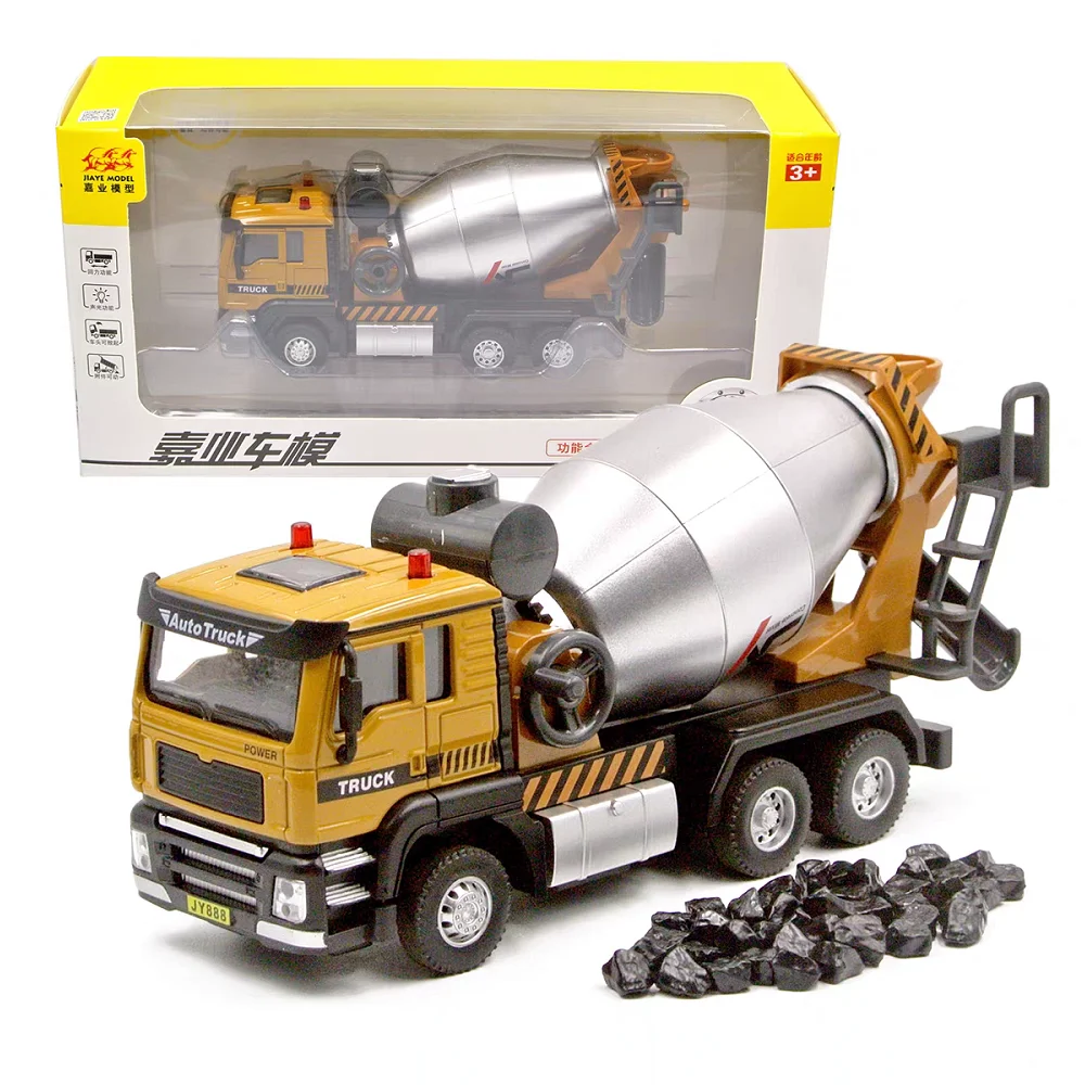 Engineering Vehicle Cement Mixer Transport Truck Simulation Diecast & Toy Vehicles Sounds & Light Pull Back Car 1:50 Alloy Model
