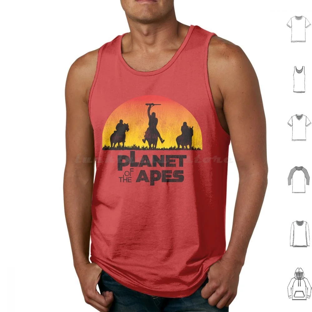 Planeta dos macacos pôr do sol lts usado regatas colete sem mangas planeta dos macacos chimpanzé charlton heston filme sujo