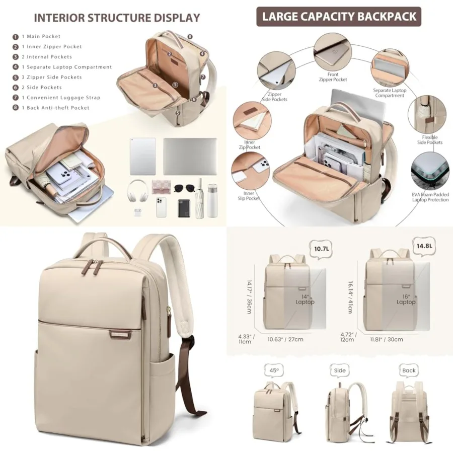 

Laptop Backpack for Women, Work Busess Traval Computer Backpacks with Laptop Compartment Waterproof Casual Daypack for Travel C