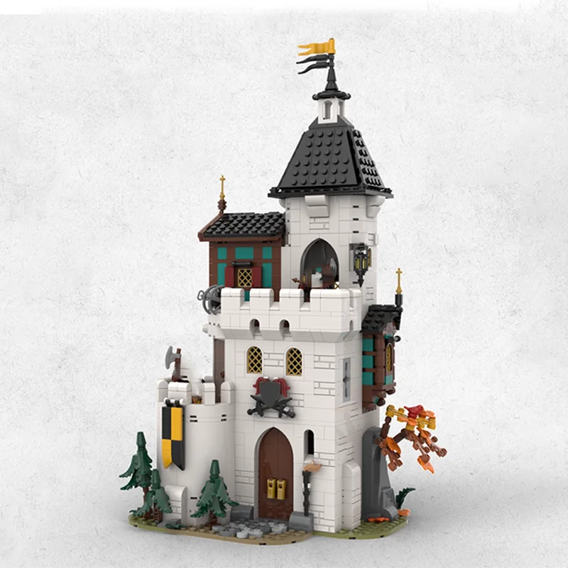 1213pcs MOC White Tower Castleed Model Building Blocks Toys Construction Christmas Gift Creative Education Brick Kids Birthday