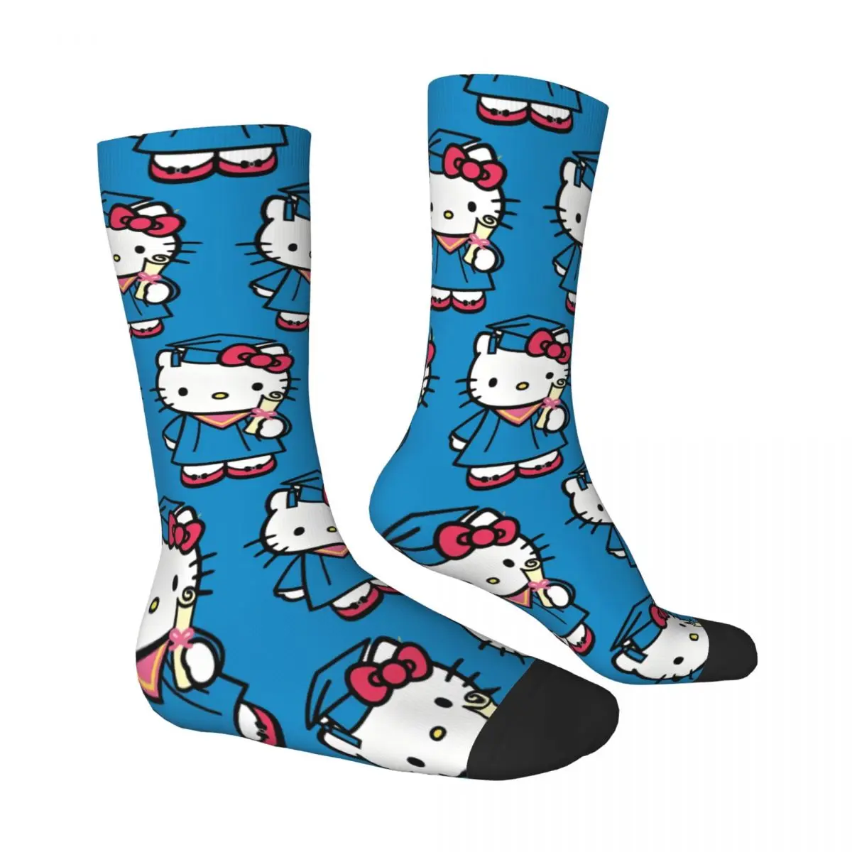 Hello Kitty Graduated Socks Vintage Stockings Men Medium Soft Outdoor Sports Socks Winter Pattern Anti Slip Socks