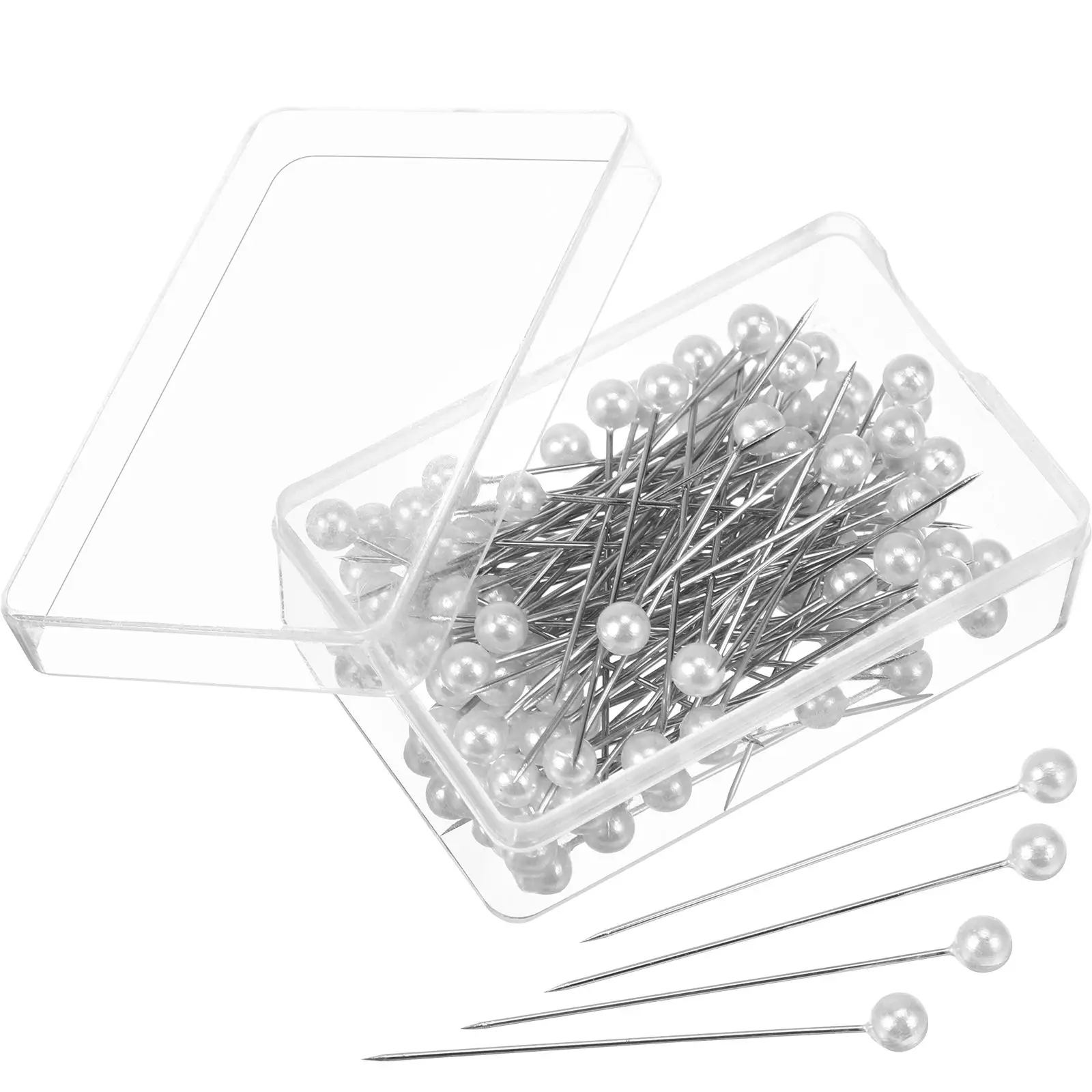 

100 Pcs Pearl Head Pins Large White Straight Thumbtack Sewing Durable High Temperature Resistance Crafting Projects Pin Cushion