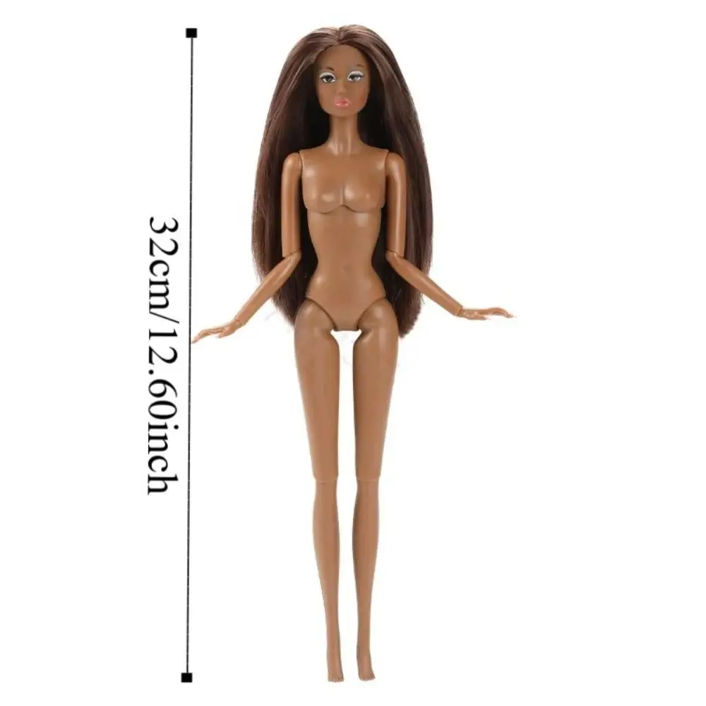 Juguete para niñas, supermodelo europeo, muñeca desnuda, vestido de pelo rizado, modelo de muñeca 1/6, cuerpo de figura de acción de piel oscura de 32cm, regalo para niños