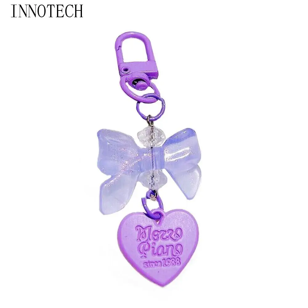 

Plastic Heart Bow Keychain Anti Lost Jewelry Glow Bow Phone Chain Y2K Aesthetic Trinket Love Phone Charm Female Lady Girl