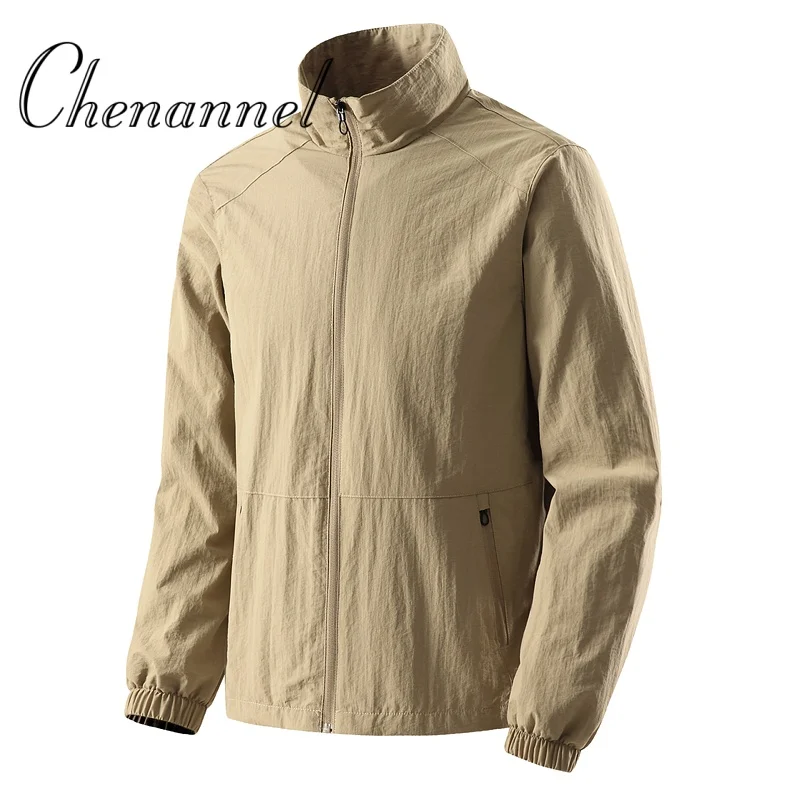 

New men's stand up collar spring and autumn thin fashion trend coat workwear retro cardigan jacket