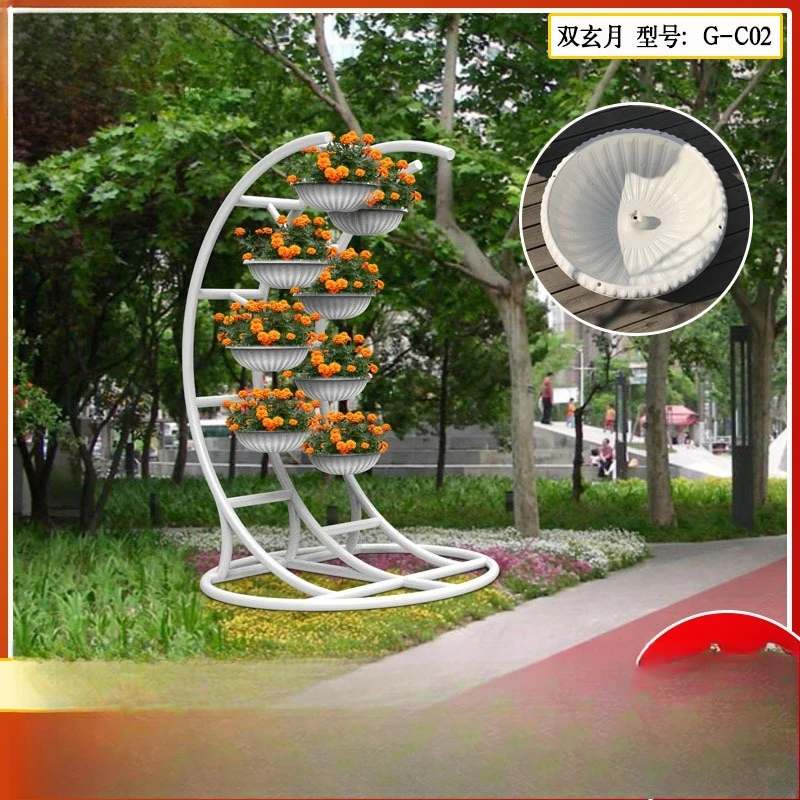 Flower watcher double Xuanyue large wrought iron flower stand street decoration combination multi-layer flower box
