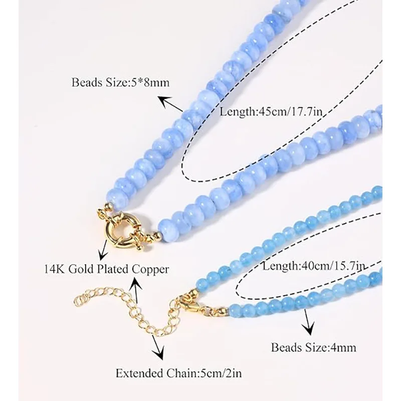 New hot-selling natural stone abacus beads sailor buckle necklace set fashionable casual women's temperament neck chain jewelry