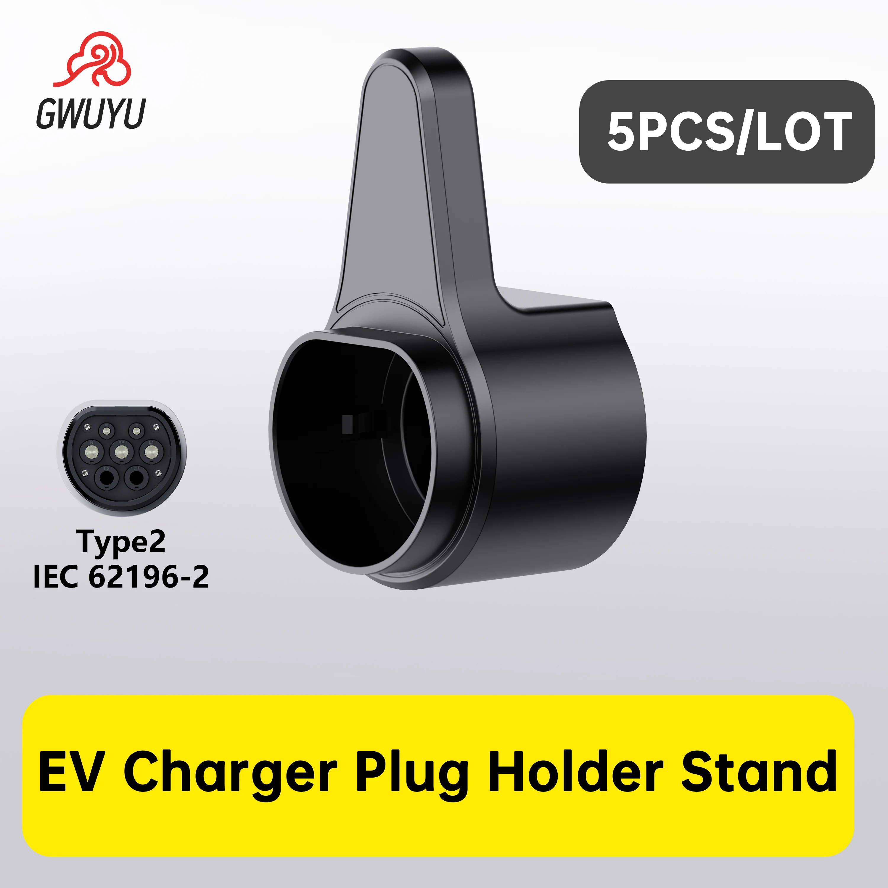 

GWUYU 5PCS/lot EV Charger Gun Holster Dock For Electric Vehicle Type 2 Plug charging gun Extra Protection Leading for Wallbox