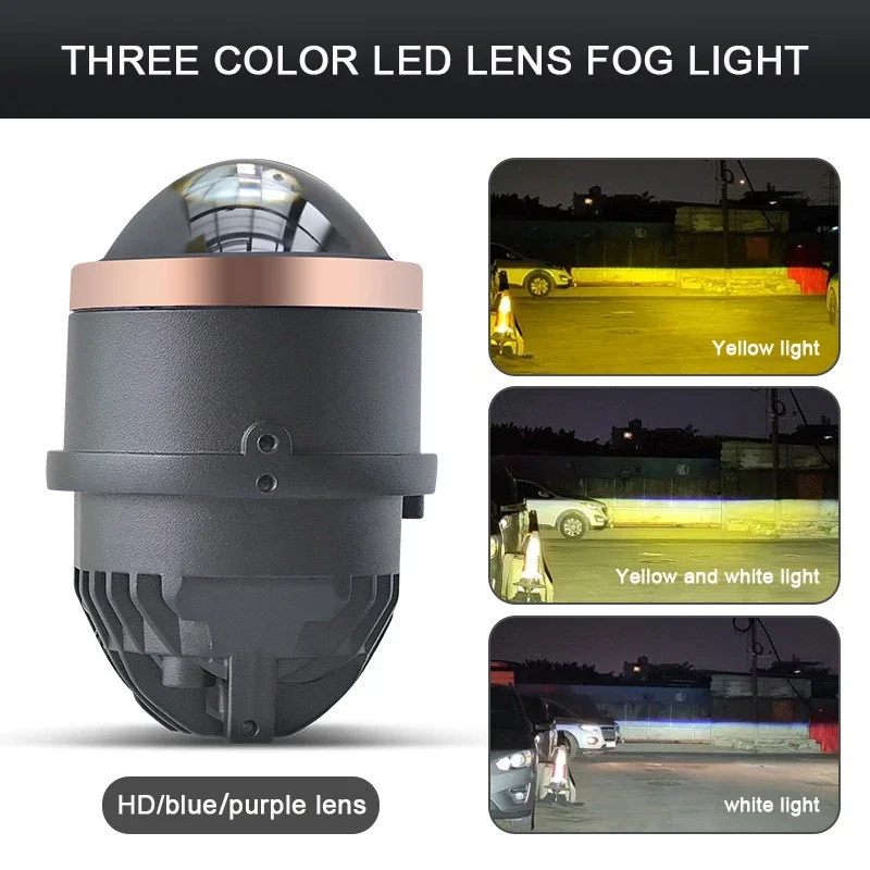 High quality three color switchable led fog/driving lights headlight projector lamp for toyota ford car