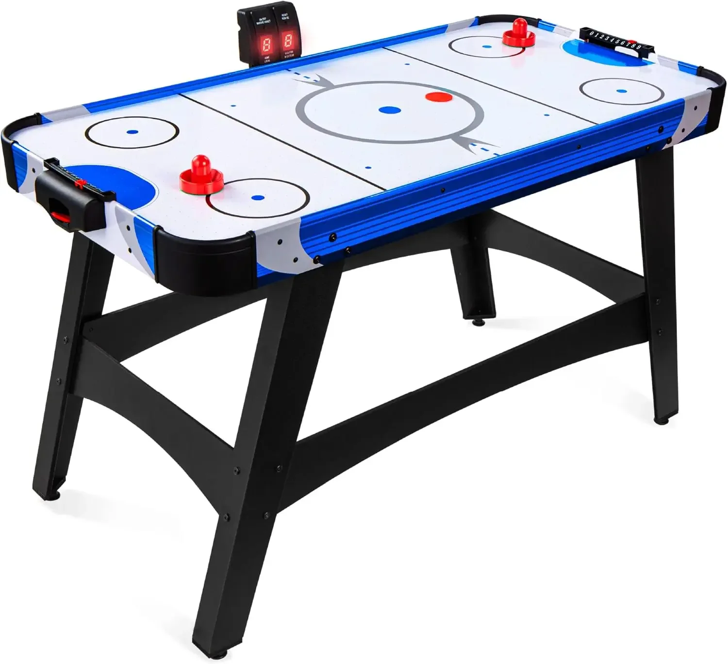 58 Zoll mittelgroßer Airhockey-Tisch im Arcade-Stil für Spielzimmer, Zuhause, Büro mit 2 Pucks, 2 Drückern, digitale LED