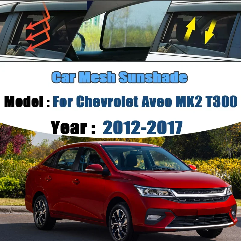 

Солнцезащитные сетки для Chevrolet Aveo MK2 T300 2012-2017, магнитные шторки для окон, защита от солнца и комаров, автоаксессуары