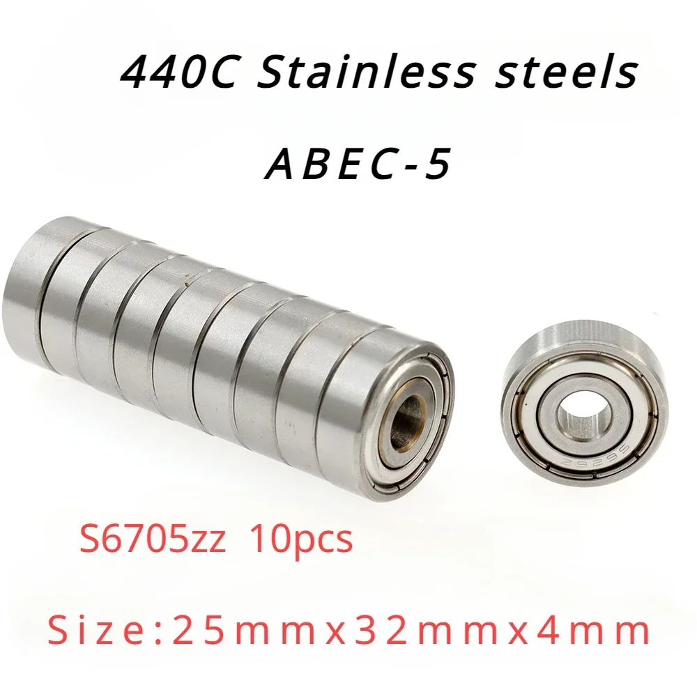 

Veekraft High Performance 440C Stainless Steels ABEC-5 Deep Groove Ball Bearings - S6705zz 10pcs Size: 25mmx32mmx4mm