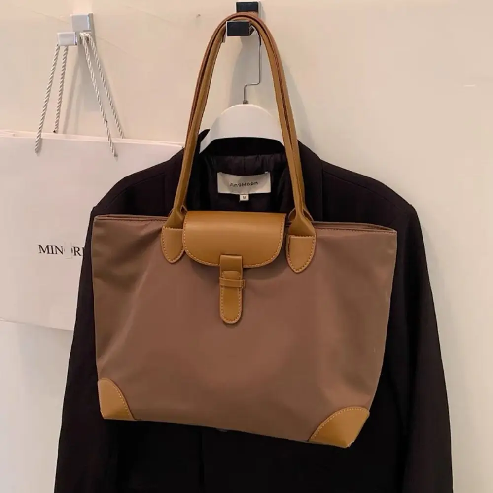 

Повседневная нейлоновая сумка на плечо, легкая сумка-тоут из нейлоновой ткани на молнии, сумка-тоут в корейском стиле, большая вместительная сумка для покупок