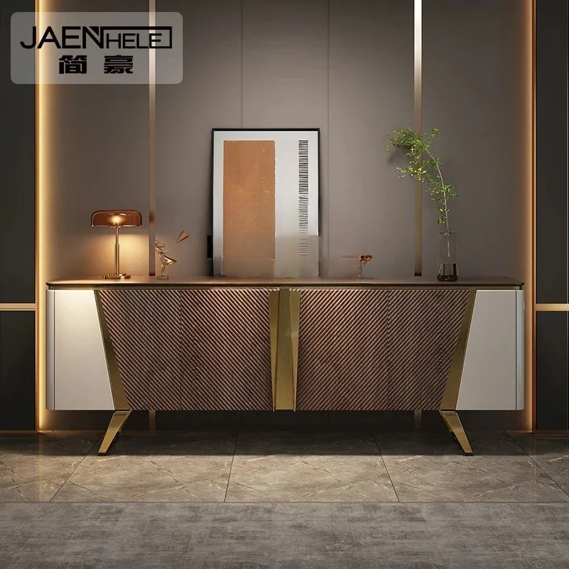 

Light luxury modern entrance cabinet Solid wood dining side cabinet, villa entrance door living room designer decorative cabinet