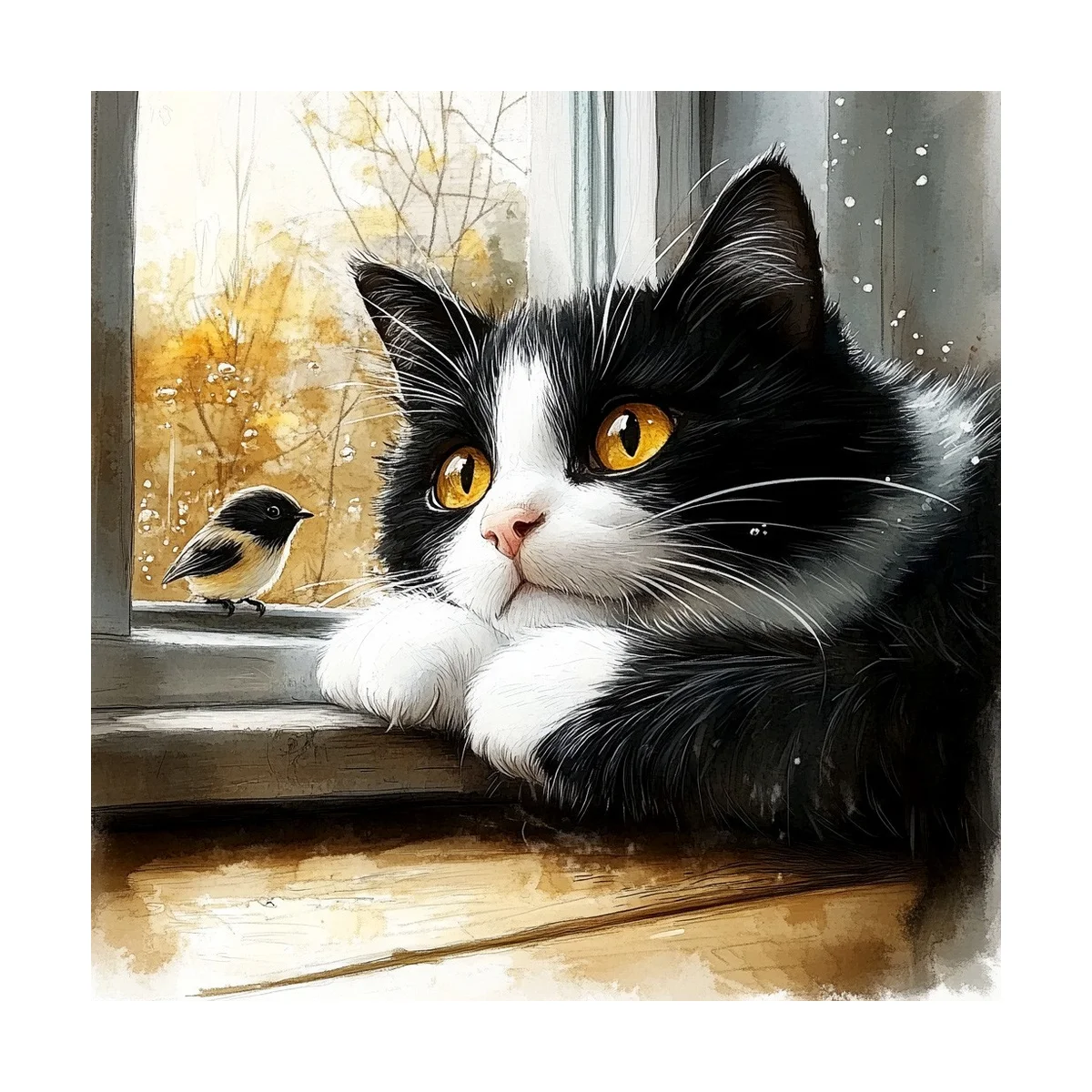 1 Stück 30x30 cm/11,8 Zoll, 11Ct/14Ct Kreuzstich-Set, DIY Valentinstagsgeschenk, Stickerei-Set für Festlichkeiten, Schwarz-weiße Katze auf dem Fensterbrett – Detail 4