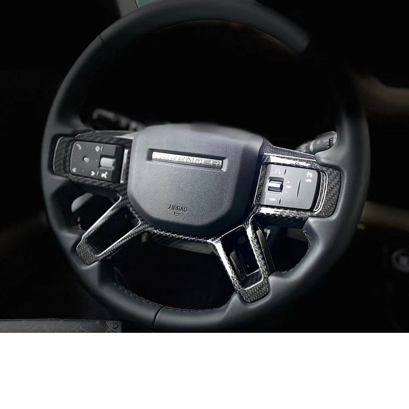 

For Land Rover Defender 2022 2023 Defender Black Carbon Fiber Car Steering Wheel Cover