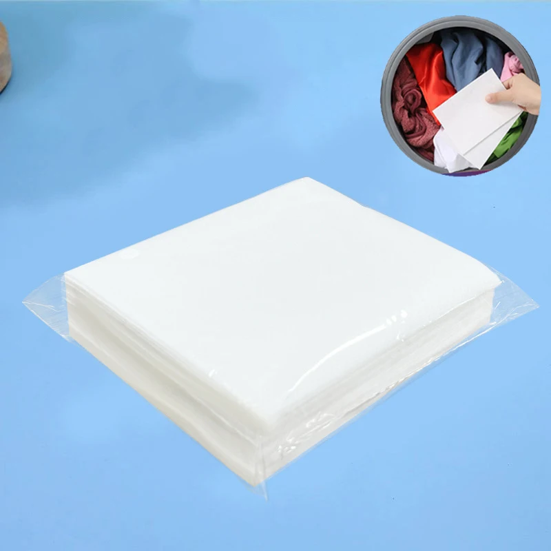 50pcs Anti-Fade Laundry Sheets Anti-stain Tablet Bag Color Dye Receiver Transfer Sheet Color Absorption Paper Laundry Cross Dye