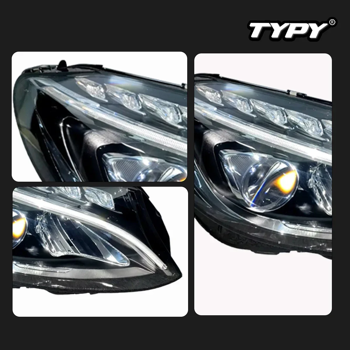 

TYPY New LED Head Lamp Upgrade Modified For Benz C Class W205 2015-2018 Headlight Dynamic Signal Head Lamp Auto Accessories