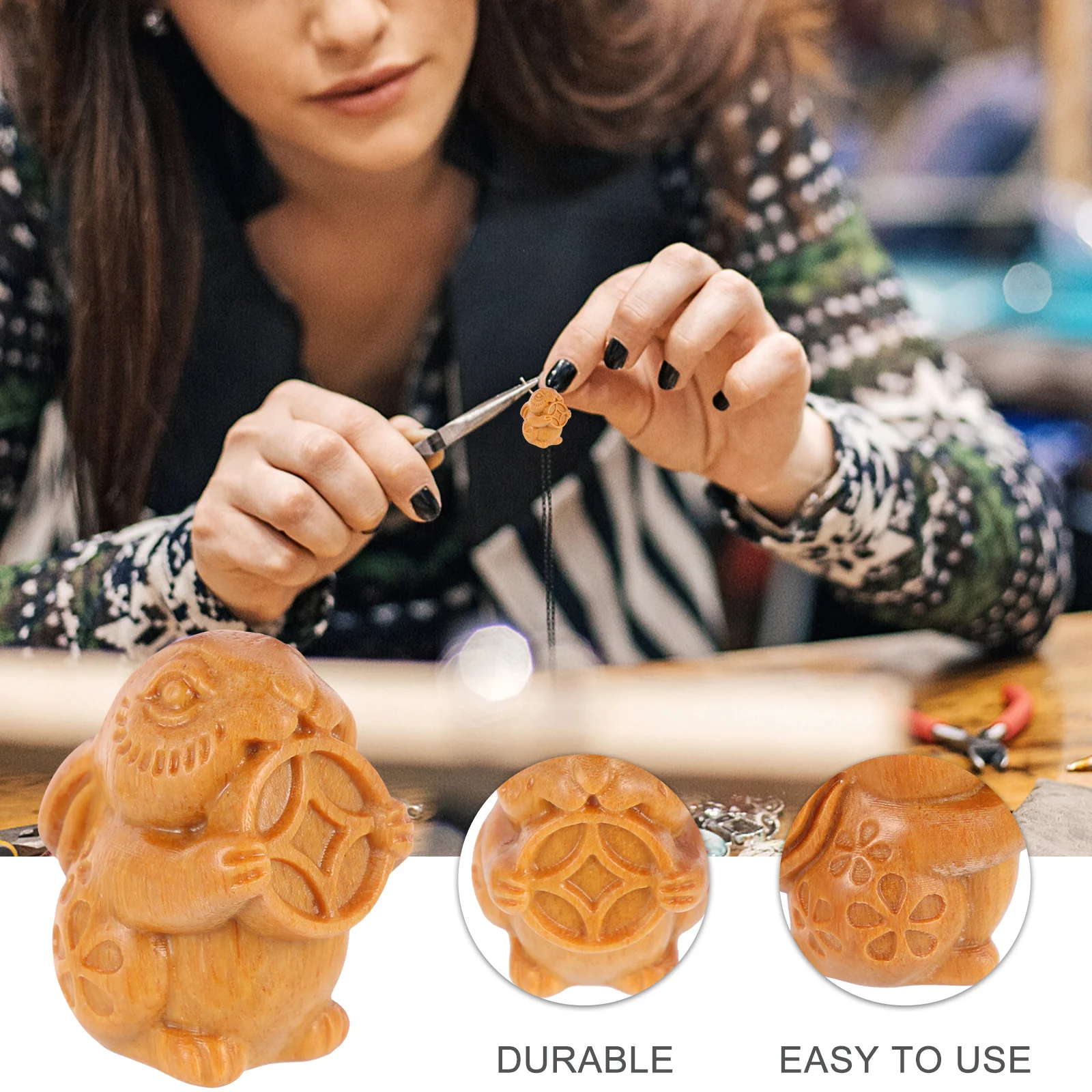 

Wood Bunny Retro Pendant Creative Hanging Decor Delicate DIY Keychain Charm Vintage Style Wooden Rabbit Ornament