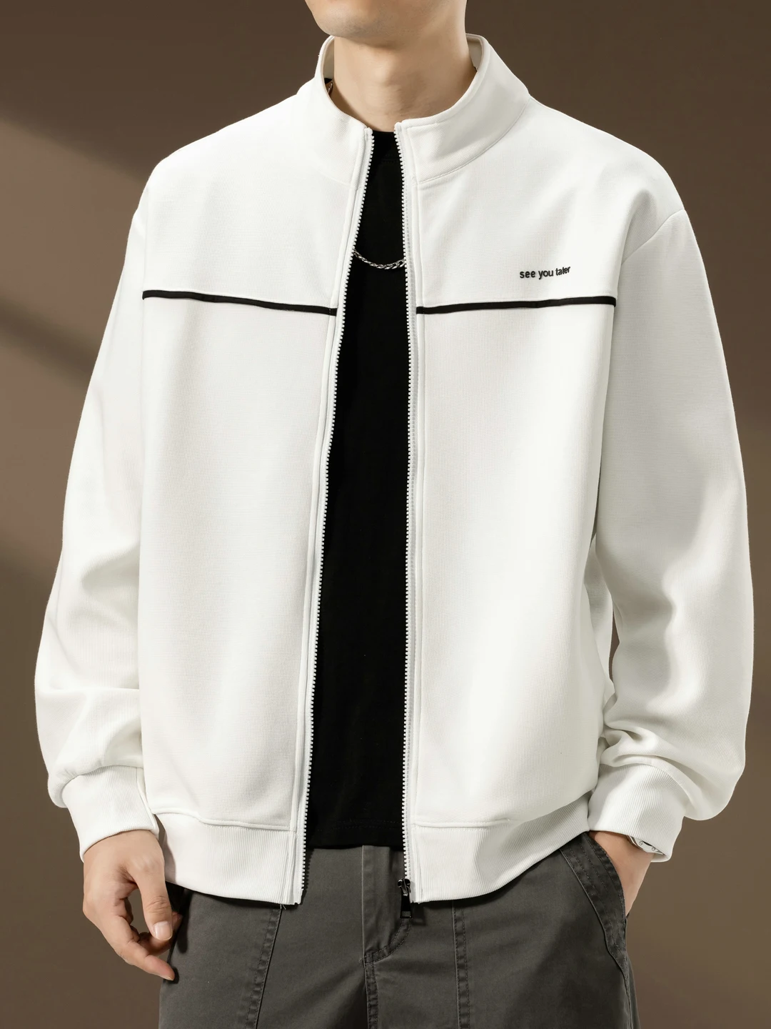 

Men's Zipper Cardigan Sweatirt Heavyweight American Splice Jaet Spor Casual Loose Fit Long Sve Cotton Polyester