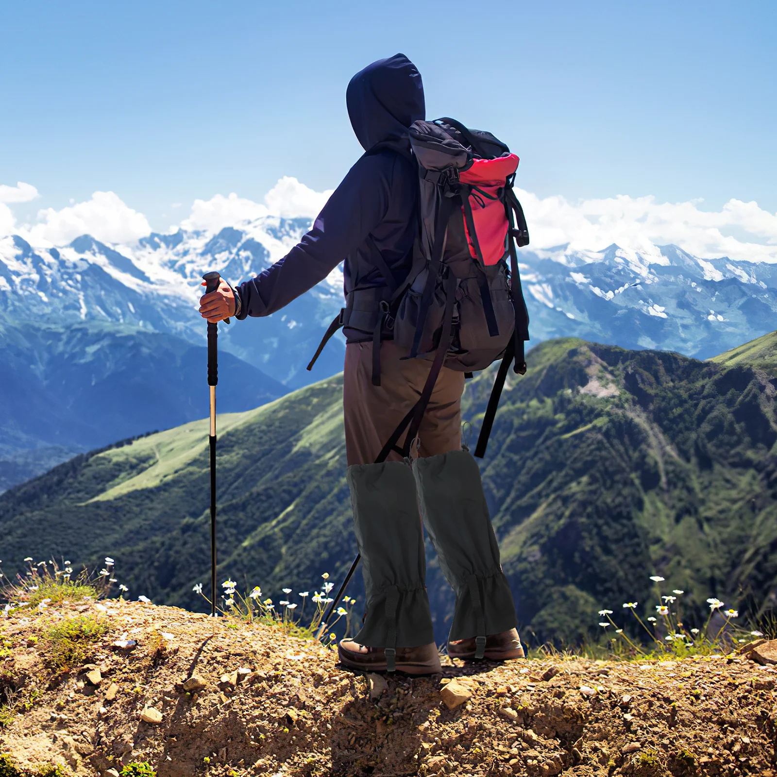 ถุงคลุมขาแบบกันน้ำ 1 คู่ ทนทานต่อการสึกหรอ เหมาะสำหรับกิจกรรมกลางแจ้ง เช่น ตั้งแคมป์ ปีนเขา เดินป่า ลุยหิมะ ใช้ได้ทั้งชายและหญิง