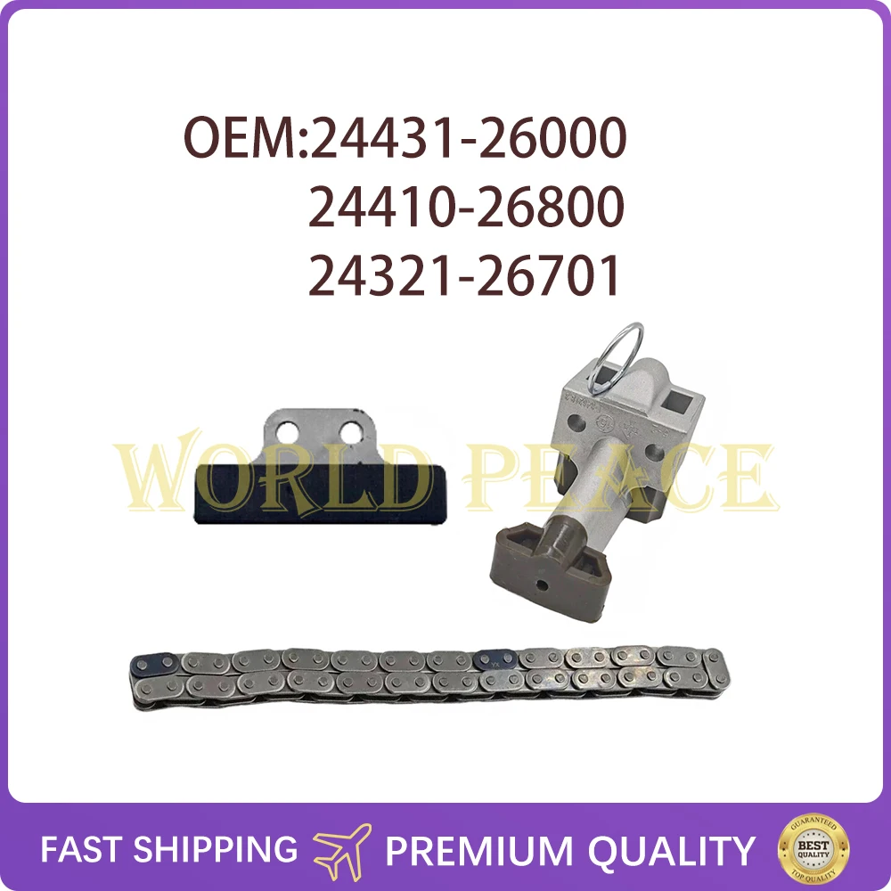 

3PCS 24431-26000& 24410-26800 & 24321-26701 Camshaft Chain Kit Hydraulic Tensioner For 2006-2011 Hyundai Accent Kia Rio 1.6L