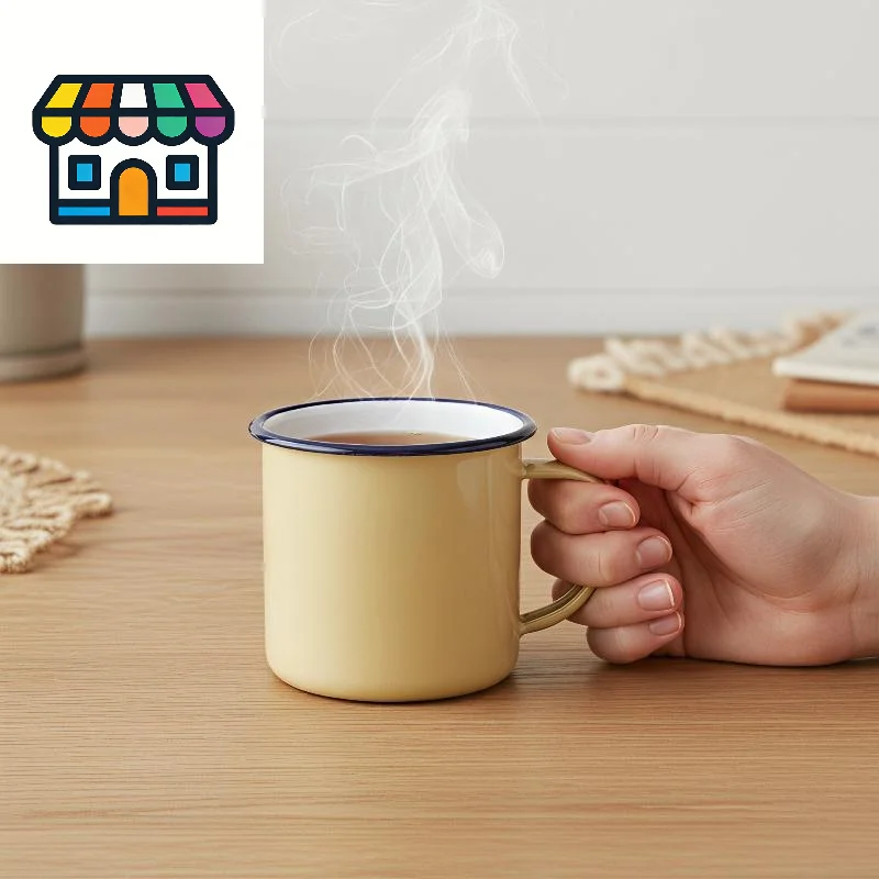 Enamel Tea Mugs Lead Free Custom Personalized Logo Multiple Colors Sizes for Home Office Camping Gift