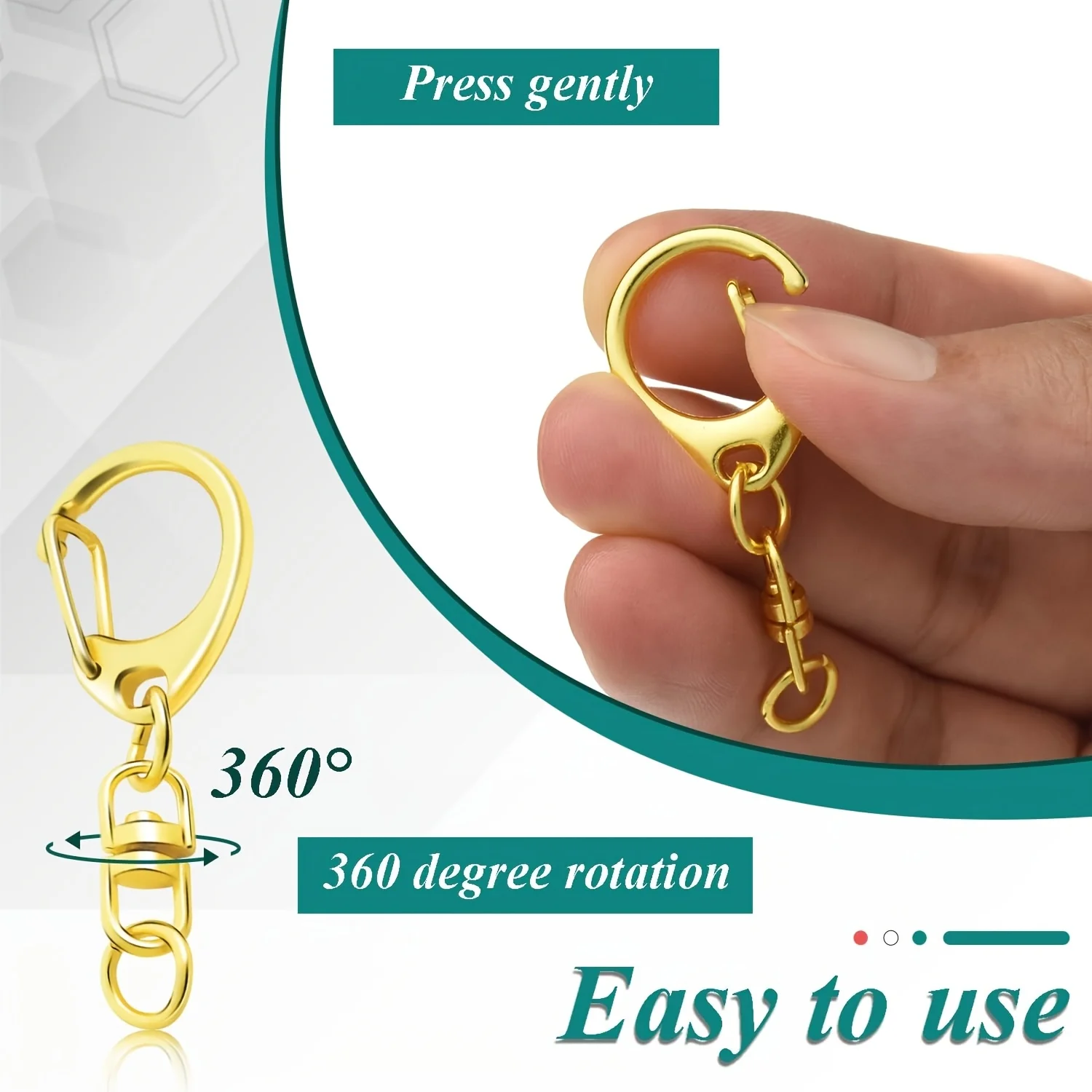 60pcs Golden Great Keychain Lobster Claw Keychain Unisex Keychain Lanyards Gift Making Bag Additions Pet Locks Crafting Supplies view 3