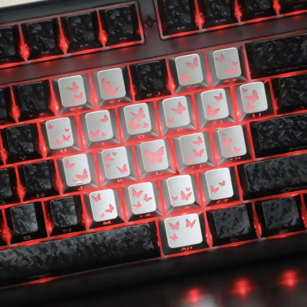 21 Keys Heart and Butterfly Keycaps Side-Printed Backlit Original Factory Height Magnetic Axis Mechanical Keyboard Keycaps for W