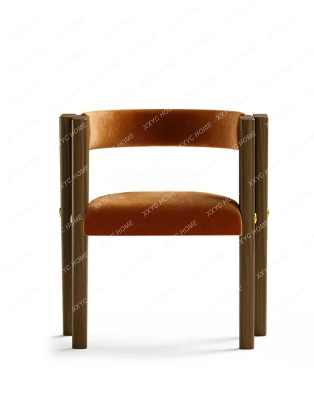 Kreatives Design, Walnussfarbe, gebogene Rückenlehne, große Schere, Freizeit, Esszimmerstuhl, Zuhause, Modellzimmer