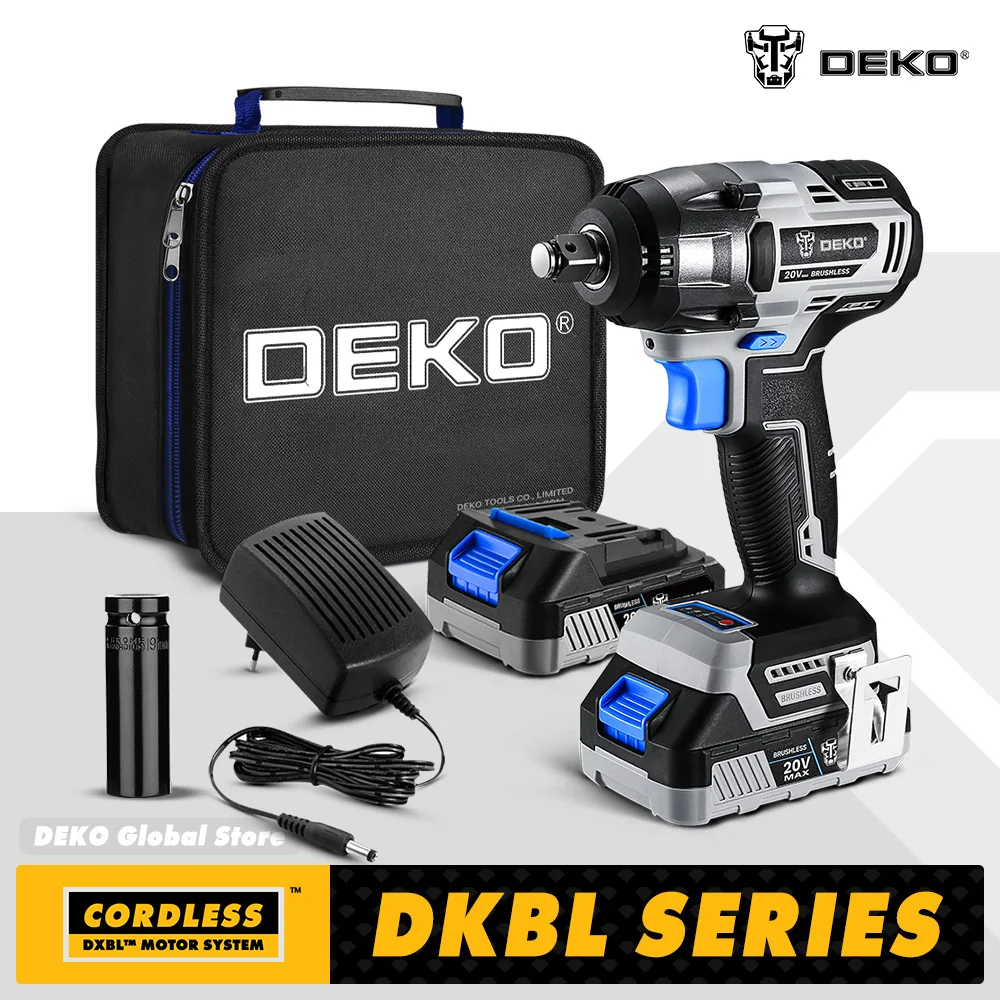 【World Premiere】DEKO 20V MAX Cordless Brushless Wrench 350N.m High Torque Electric Impact Wrench Power Tools (DKBW20XL01)