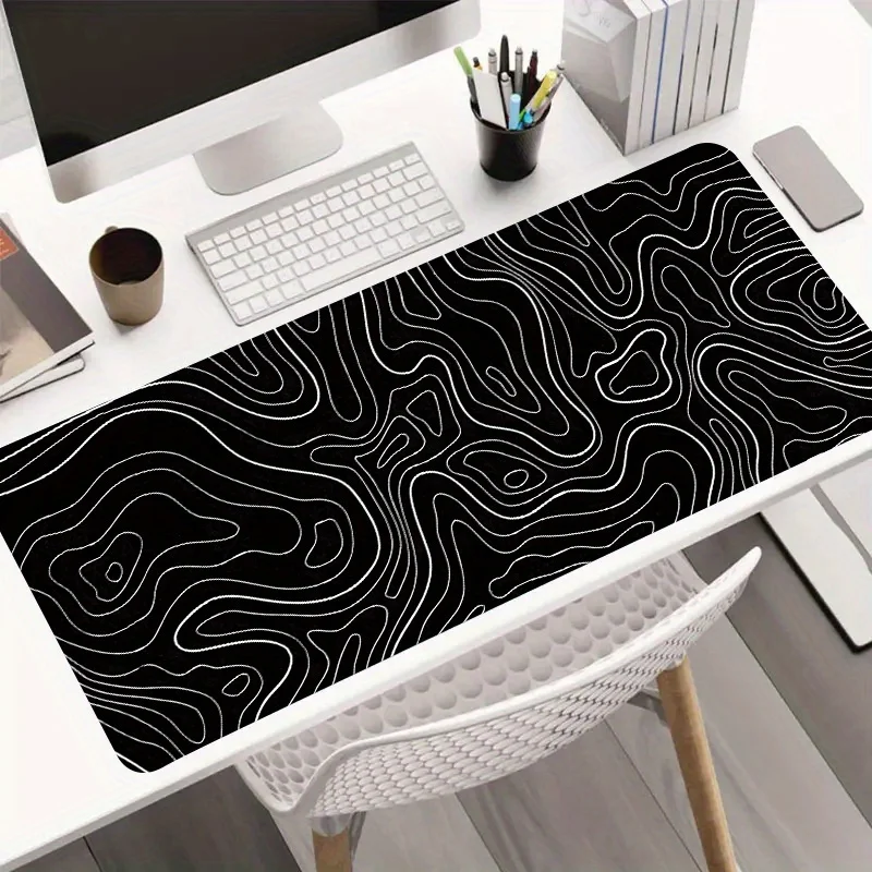 Modern Abstract Contour Line Large Desk Mat, Anti-slip Rubber Mousepad for Gaming Room Office PC Keyboard Workstation Decor