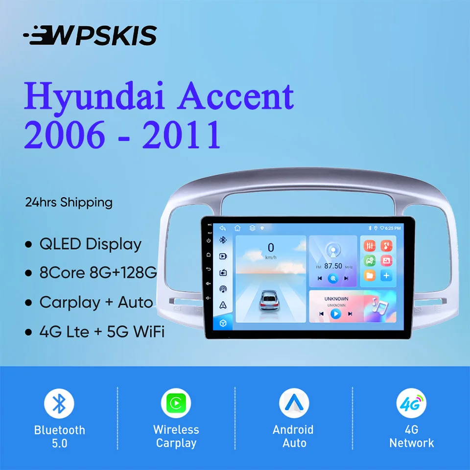 Autoradio GPS Navi HU For Hyundai Accent 2006 2008 2010 2011 Car Radio Video Audio Multimedia DVD Cassette 4G Lte WiFi Carplay