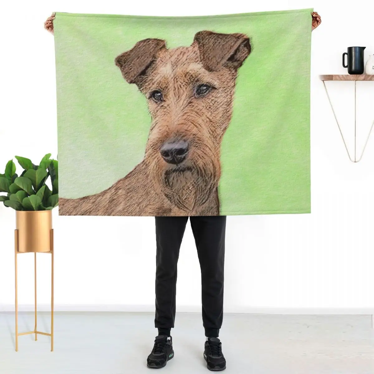Irish Terrier Painting - Cute Original Dog Art Throw Blanket Camping Decorative Sofa Sofa Weighted Blankets