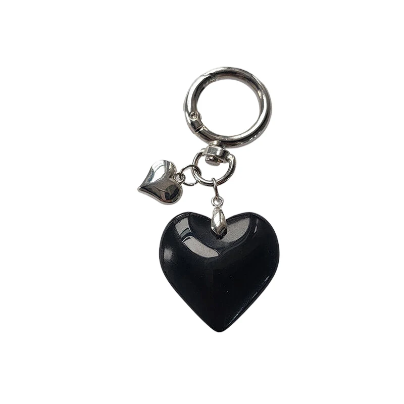 Y2K Vintage Black Heart portachiavi moda metallo portachiavi auto portachiavi borsa ciondolo zaino appeso decorazione coppia regali