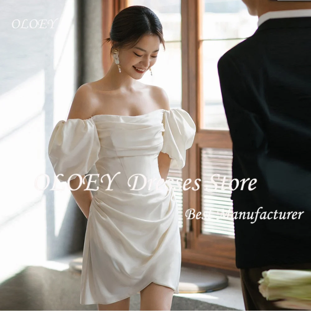 

OLOEY элегантное темпераментное свадебное платье для женщин с воротником одной линии, платье для выпускного вечера, простое плиссированное платье длиной до колена по индивидуальному заказу