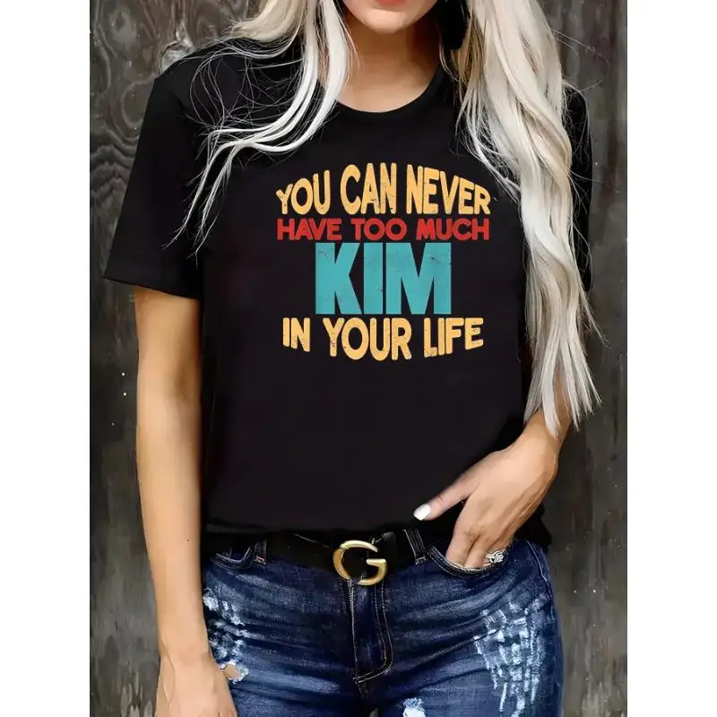 

Women Kim T-Shirt Funny Named Gift Graphic Tee Life Is Better With Kim Slogan Personalized Casual Top for Her