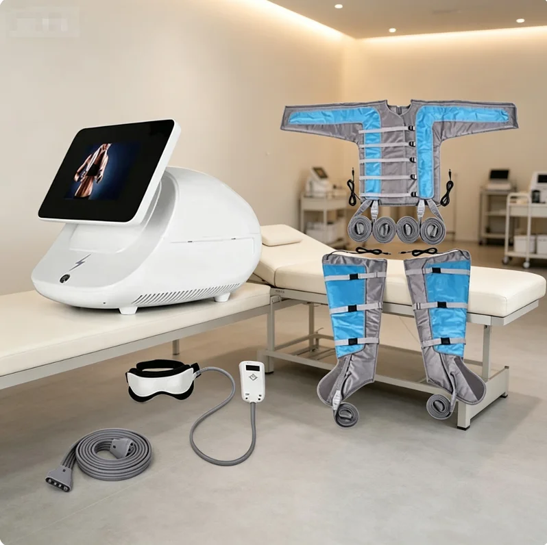3 In 1 EMS Air Pressotherapy Lymphatic Drainage Machine Full Body Slimming Massage Device With Eye Glasses